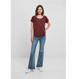Build Your Brand - Ladies Long Slub Tee  (BY036) - cherry M