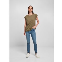 Build Your Brand - Ladies Organic Extended Shoulder Tee (BY138) - olive M