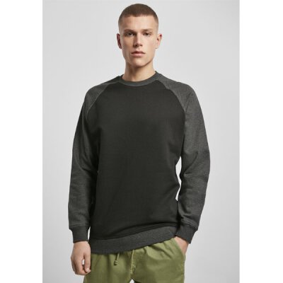 Build Your Brand - Raglan Crewneck(BY076) - black/charcoal
