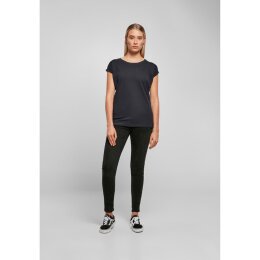 Build Your Brand - Ladies Extended Shoulder Tee (BY021) - navy