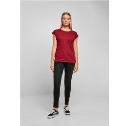 Build Your Brand - Ladies Extended Shoulder Tee (BY021) - burgundy