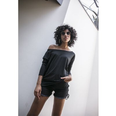 Build Your Brand - Ladies Batwing Longsleeve (BY107) - black S