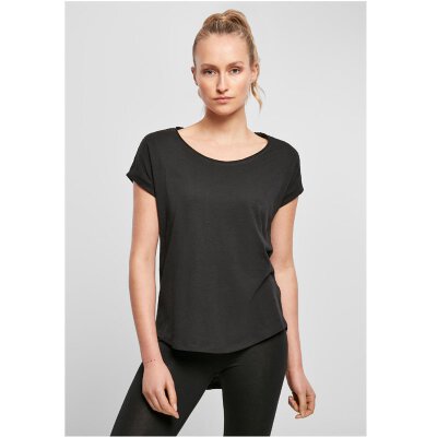 Build Your Brand - Ladies Long Slub Tee  (BY036) - black S