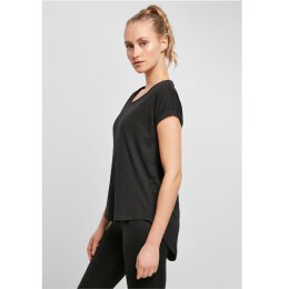 Build Your Brand - Ladies Long Slub Tee  (BY036) - black M