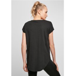 Build Your Brand - Ladies Long Slub Tee  (BY036) - black L