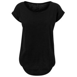 Build Your Brand - Ladies Long Slub Tee  (BY036) - black L