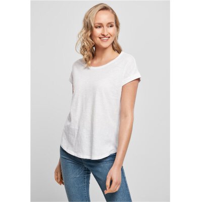 Build Your Brand - Ladies Long Slub Tee  (BY036) - white S