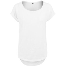 Build Your Brand - Ladies Long Slub Tee  (BY036) - white S