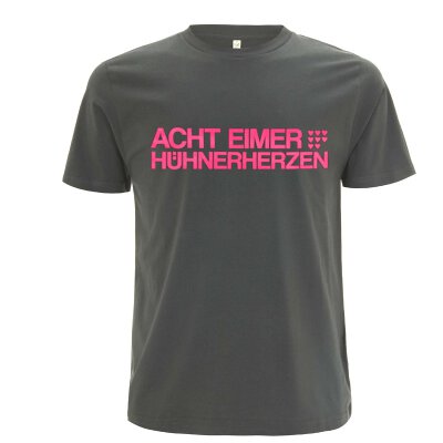 Acht Eimer Hühnerherzen - Schrift pink - T-Shirt - anthrazit