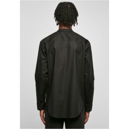 Urban Classics - TB6244 Cotton Linen Stand Up Collar Shirt - black
