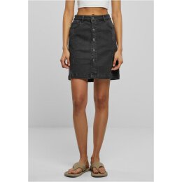Urban Classics - TB6039 Ladies Organic Stretch Button Denim Skirt - black washed