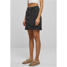 Urban Classics - TB6039 Ladies Organic Stretch Button Denim Skirt - black washed