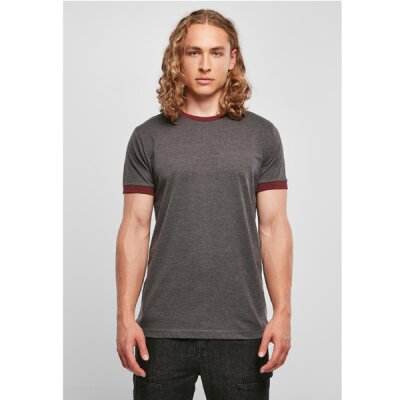 Build Your Brand - Ringer Tee (BB022) - charcoal/cherry XL