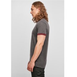 Build Your Brand - Ringer Tee (BB022) -  charcoal/cherry 4XL