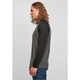 Build Your Brand - Contrast Raglan Longsleeve (BB023) - charcoal/black XL