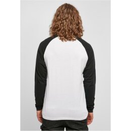 Build Your Brand - Contrast Raglan Longsleeve (BB023) - white/black XXL