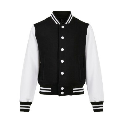 Build Your Brand - Organic Kids Sweat College Jacket (BY187) - black/white