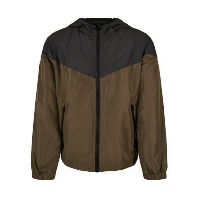 Urban Classics - UCK2398 Boys Tone Tech Windrunner - black/darkolive 158/164