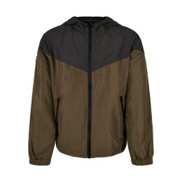 Urban Classics - UCK2398 Boys Tone Tech Windrunner - black/darkolive 158/164
