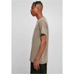 Build Your Brand - Acid Washed Round Neck Tee (BY190) - darkkhaki XL