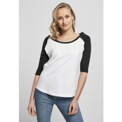 Build Your Brand - Ladies 3/4 Contrast Raglan Tee (BY022) - white/black M