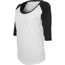 Build Your Brand - Ladies 3/4 Contrast Raglan Tee (BY022) - white/black L