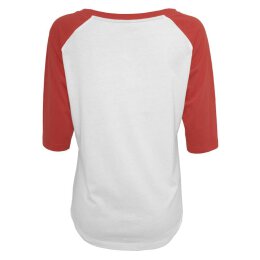 Build Your Brand - Ladies 3/4 Contrast Raglan Tee (BY022) - white/red