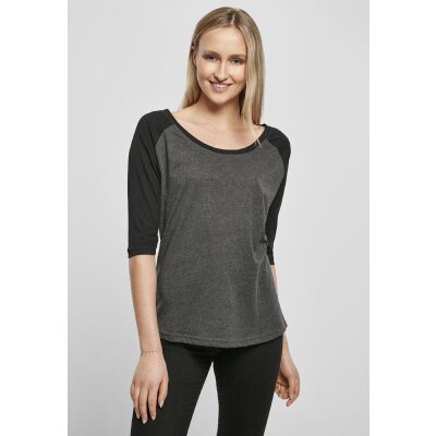 Build Your Brand - Ladies 3/4 Contrast Raglan Tee (BY022) - charcoal/black M