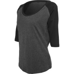Build Your Brand - Ladies 3/4 Contrast Raglan Tee (BY022) - charcoal/black M