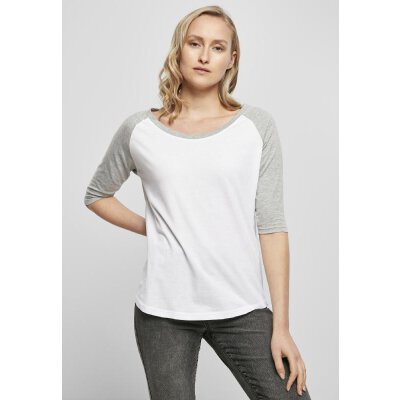 Build Your Brand - Ladies 3/4 Contrast Raglan Tee (BY022) - white/h. grey