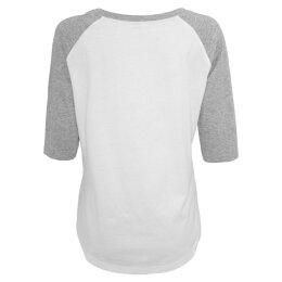 Build Your Brand - Ladies 3/4 Contrast Raglan Tee (BY022) - white/h. grey S