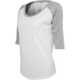 Build Your Brand - Ladies 3/4 Contrast Raglan Tee (BY022) - white/h. grey M