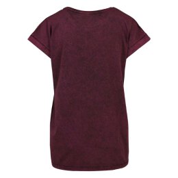 Build Your Brand - Ladies Acid Washed Extended Shoulder Tee (BY053) - berry black M