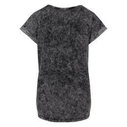 Build Your Brand - Ladies Acid Washed Extended Shoulder Tee (BY053) - darkgrey white