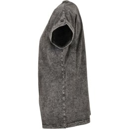 Build Your Brand - Ladies Acid Washed Extended Shoulder Tee (BY053) - darkgrey white M