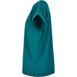 Build Your Brand - Ladies Acid Washed Extended Shoulder Tee (BY053) - teal black S