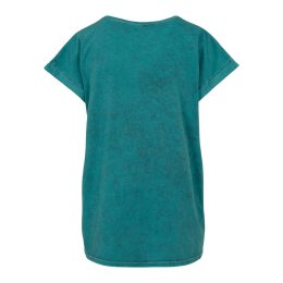 Build Your Brand - Ladies Acid Washed Extended Shoulder Tee (BY053) - teal black S