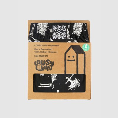 Lousy Livin Koloss Boxershorts – Kollaboration Mit Koloss Skateboards, Schwarz/weiß, 100% Bio-Baumwolle