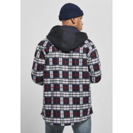 Urban Classics - TB3975 Hooded Polar Fleece Overshirt - midnightnavy/red