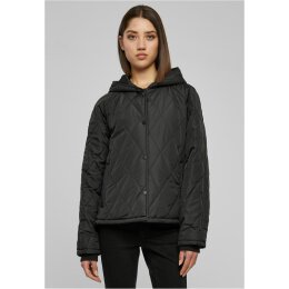 Urban Classics - TB6067 Ladies Oversized Diamond Quilted Hooded Jacket - black