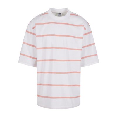 Urban Classics - TB6412 Oversized Sleeve Modern Stripe Tee - white/lemonadepink