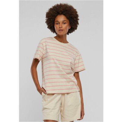 Urban Classics - TB6059 Ladies Striped Boxy Tee - lemonadepink/whitesand 3XL