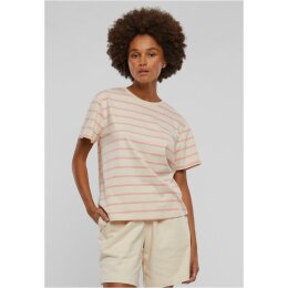 Urban Classics - TB6059 Ladies Striped Boxy Tee - lemonadepink/whitesand 3XL