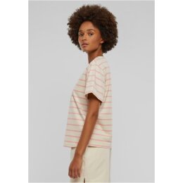 Urban Classics - TB6059 Ladies Striped Boxy Tee - lemonadepink/whitesand 3XL