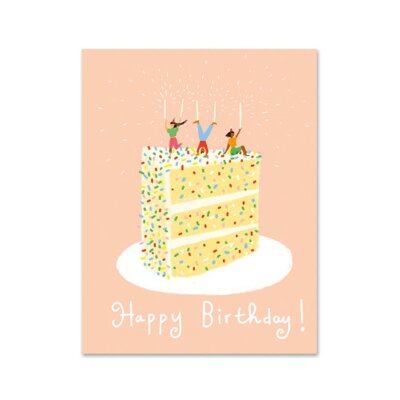 Postkarte - 1973 - Happy Birthday! Confetti Cake