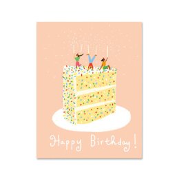 Postkarte - 1973 - Happy Birthday! Confetti Cake