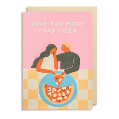 Grußkarte - I Love You More Than Pizza - Karte mit Umschlag