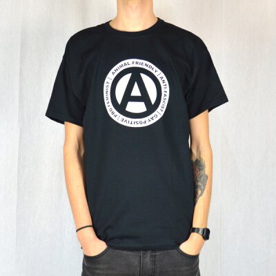 Animal Friendly - Anti-Fascist - Gay-Positive - Pro Feminist - T-Shirt - schwarz S