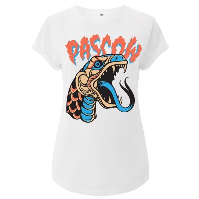 Pascow - Schlange - Womens Rolled Up Sleeve Organic - white L