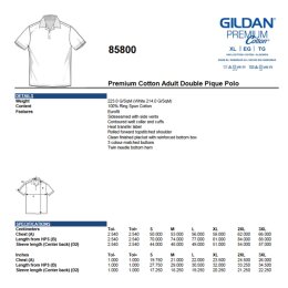 Gildan - 85800 Premium Cotton Double Piqué Polo Shirt - white M